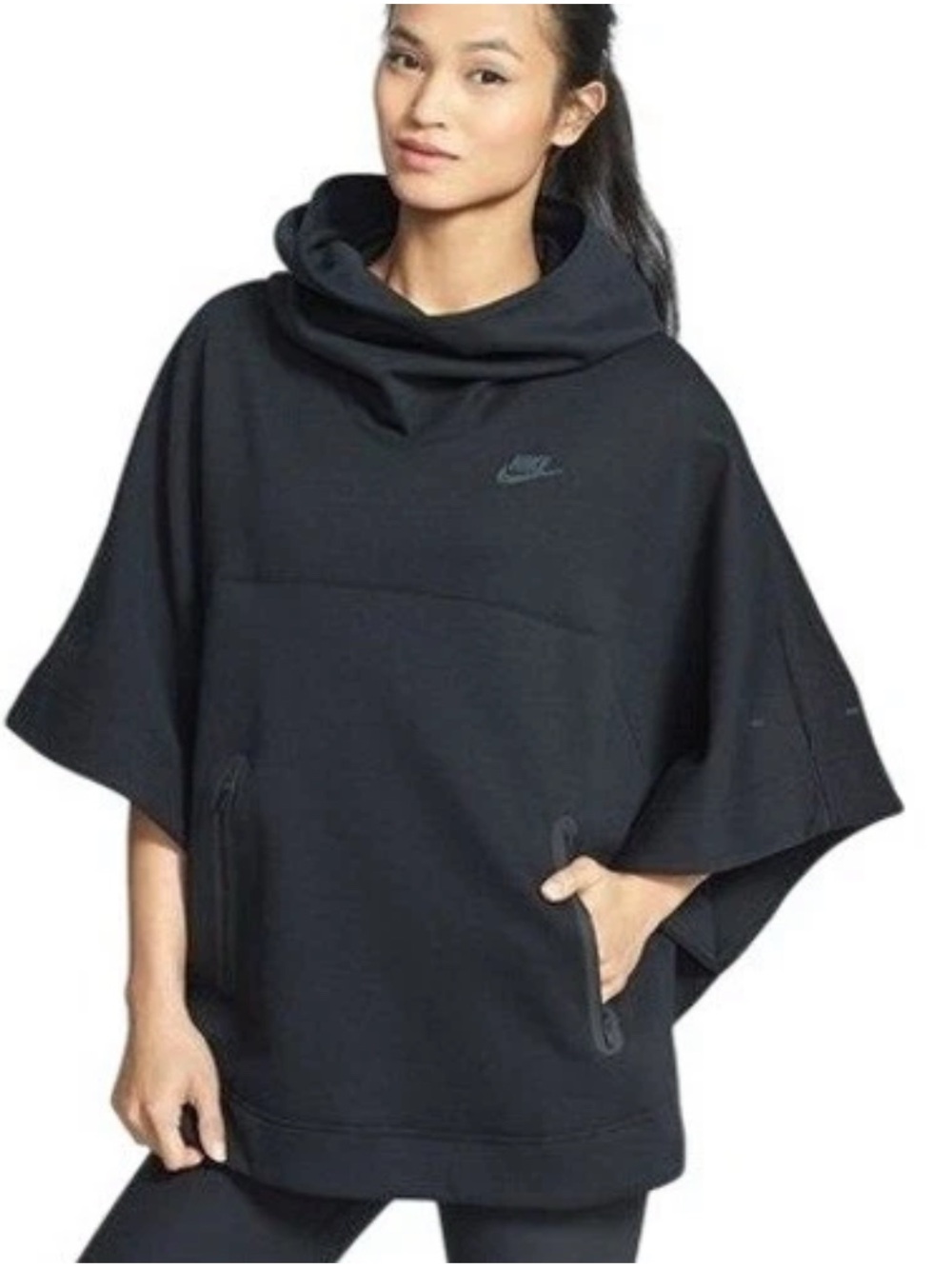 NIKE TECH PONCHO PULLOVER SCUBA BLACK HOODED OVERSIZED ACTIVEWEAR